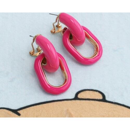 2021 Oorbellen Women Minimalist C Shape Clip on Hoop Earrings Pierced Cute Earrings For Women 2021 Trend Drip Oil Jewelry Gift
