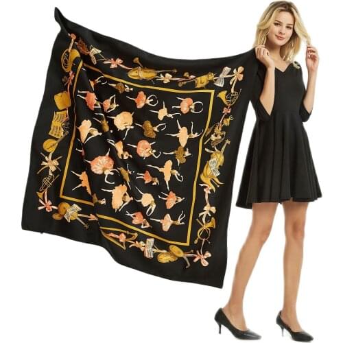 100% Twill Silk Women Scarf Eur Fashion Ballet dancer Print Square Scarves Wraps Headband Brand Gift Large Luxury Shawl Hijab