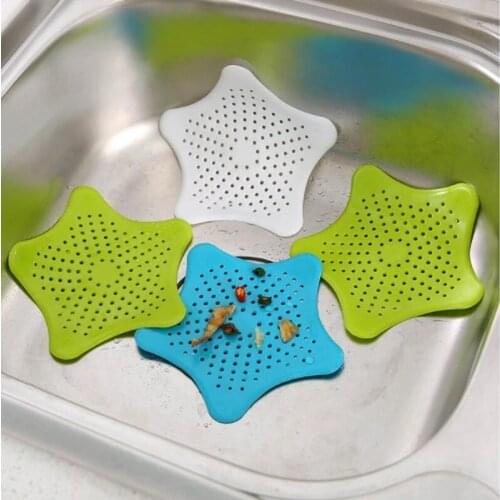 1Pc Bathroom Accessories Sewer Kitchen Sink Hair Debris Filter Anti-clogging Function Type Pentagram Silicone Fittings