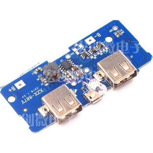 100pcs 5V 2A Power Bank Charger Module Charging Circuit Board Step Up Boost Power Supply Module 2A Dual USB Output 1A Input