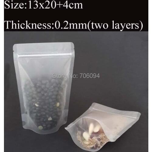 13x20+4cm(5.1''x7.9'') Matte clear Ziplock PE plastic bag standup semi-transparent zipper gift Packing bag 200pcs/lot