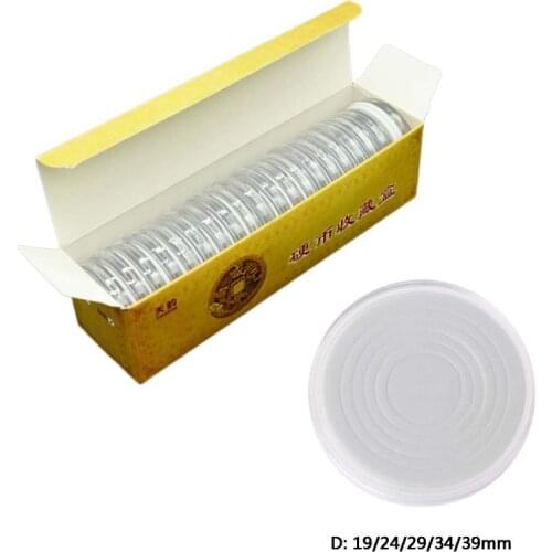 20Pcs Clear Round 46mm Direct Fit Airtight Coin Capsules Holder Display Storage Case With Adjustable EVA Gasket Pad Ring