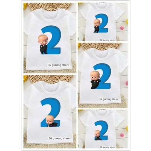 2021 Kawaii The Boss Bady T Shirt Happy Birthday Gift 2 Years Old T-Shirt Cartoon Print Kid Clothes Boys Tshirt Short Sleeve Top