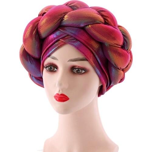 2021 NEW Rhinestone Turban Africain Femme Glitter Elastic Muslim Hijab Bonnet Women Head Wraps Braids Turbante Mujer Auto Gele