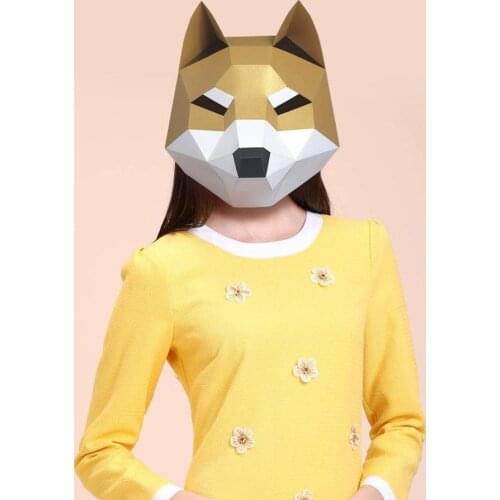 3D Paper Mask Fashion Cute Dog Animal Costume Cosplay DIY Paper Craft Model Mask Christmas Halloween Prom Party Gift