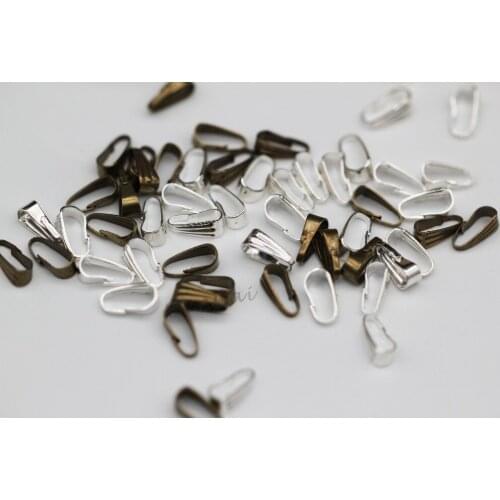 Freeshipping 200pc/lot 4*9mm Antique Bronze Silver Pendant Clasp Bail Beads Pendant Connector Jewelry Finding