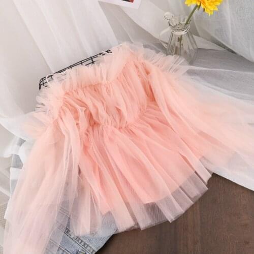 Sexy Straps Gauze Spliced Multi-Layers Mesh Shirts Summer Wild Thin Fairy Net Off Shoulders Pleated Chiffon Blouses Crop Tops