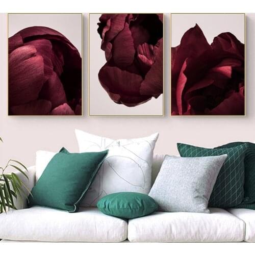 Large Red Rose Flower Painting Core Modern Nordic Light Luxury Sample Room Wedding Room Porch Crystal Porcelain Decorative