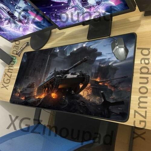 XGZ Large Game Mouse Pad Black Lock Edge World of Tanks Computer Custom Table Desk Mat Rubber Non-slip for Lol Csgo Gamer