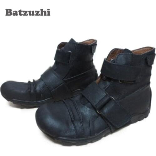 Batzuzhi New Design Super Cool Men Boots Ankle Black Genuine Leather Ankle Mens Boots, Brand Mens casual footwear Personality