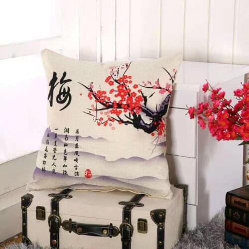 Chinese Style Pillowcase Plum/Orchid/Bamboo/Chrysanthemum Pattern Pillow Case For Home Chair Sofa Decoration Pillowcases 45x45cm