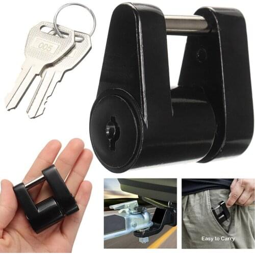 Black Trailer Hitch Coupler Lock Dia 1/4 Inch 3/4 Inch Span for Tow Boat RV Truck Cars Coupler with 2 Keys