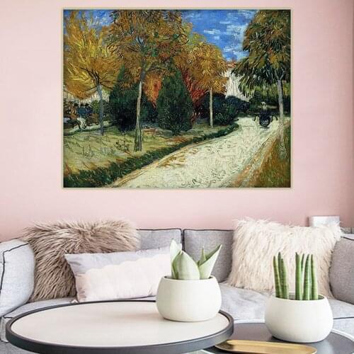 Citon Van Gogh《The Public Park at Arles》Canvas Oil Painting Famous Artwork Poster Picture Wall Decor Home Living room Decoration