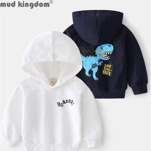 Mudkingdom Kids Hoodies Sweatshirts Cartoon Dinosaur Long Sleeve Pullover Casual Toddler Tops Boys Loose Clothes Spring Autumn