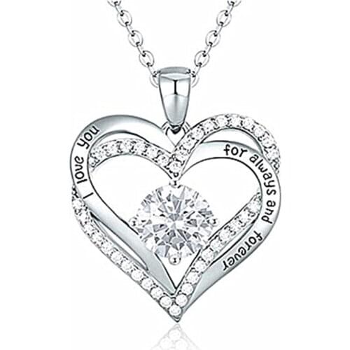 Birthstone Heart Pendant Necklace Pretty Crystal Birthstone Love Heart Clavicle Chain Necklace Lady Girls Birthday Jewelry Gift