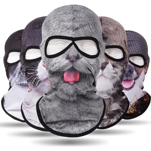 Double Eye Hole Animal Head Hat Horror Role-Playing Full Face Mask Riding Hunting Balaclava Sweat-Absorbent And Breathable Scarf