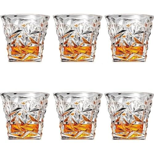 Set of 6-320ml Clear Crystal Whiskey Glass Glassware for Whiskey Beer Drinking Cup Wine Glass