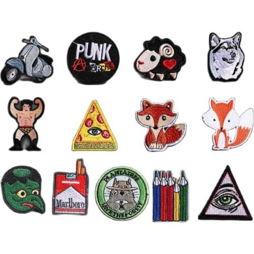 Totoro Panda Patches for Clothing Iron on Embroidered Sewing Applique Cute Fox Sew On Fabric Badge DIY Apparel Accessories