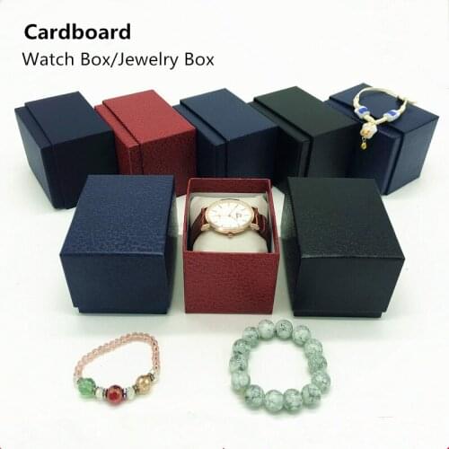 Wholesale Cardboard Watch Box Fashion Black/Blue/Red Paper Watch Gift Case Luxury Rectangle Watch Storage Boxes Case Holder