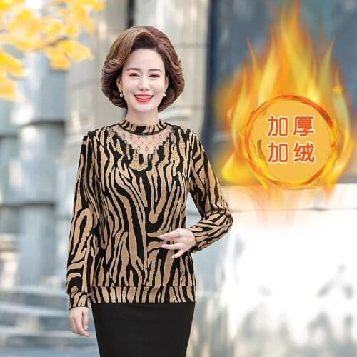 Autumn Winter Fashion Turtleneck Lace Tops For Women Long Sleeve T Shirt Printed Casual Pullover 2021 Warm Velvet Tees Shirts