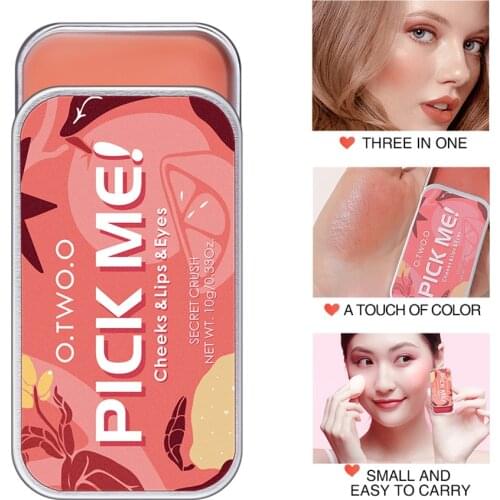 3-in-1 Lipstick Eye Shadow Blush Repairing Palette Makeup Palette Monochrome Rouge Cream Face Naturally Improve Complexion Blush