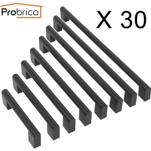 Probrico 30Pack Cabinet Handles Drawer Door knobs for Kitchen Dresser Drawer Closet Pulls Stainless Steel Furniture Hardware