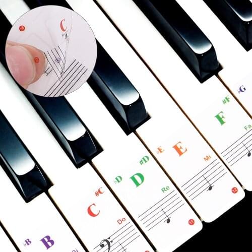 88/61/54/49/37/32 Transparent Detachable Music Decal Notes Piano Keyboard Stickers Electronic Color Piano Notes Sticker Symbol
