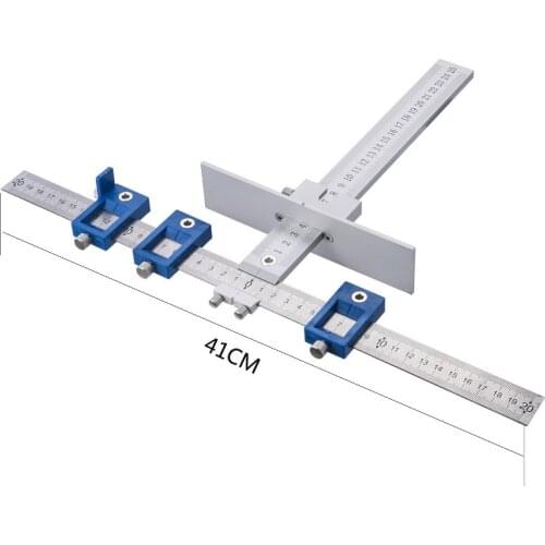 Adjustable Aluminum Drilling Punching Locator Position Cabinet Hardware Dowelling Jig Set Woodworking Drill Guide Sliding Nut