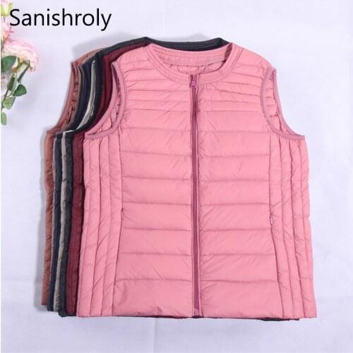Sanishroly New Women Ultra Light Down Vest Autumn Winter White Duck Down Coat Parka Female Sleeveless Waistcoat Short Tops SE671
