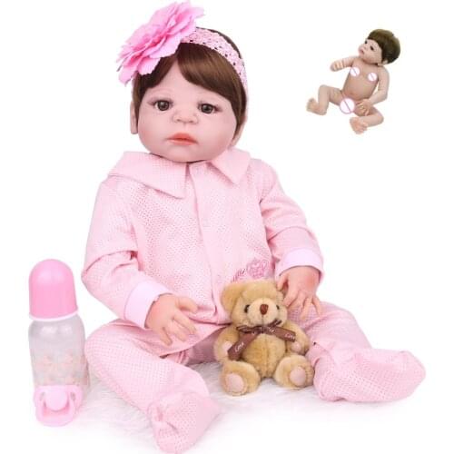 22 Inch Full Body Silicone Vinyl Reborn Baby Doll Realistic Newborn Doll Toys Wholesale Reborn Menina Playmates Gift