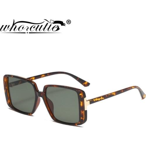 WHO CUTIE Fashion Square Sunglasses Women Men 2021 Brand Design Retro Acrylic Frame Leopard Sun Glasses G15 Shades Female S447
