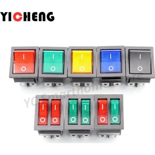 1Pcs 12V 220V switch KCD4 boat-shaped rocker power button on-0ff With light