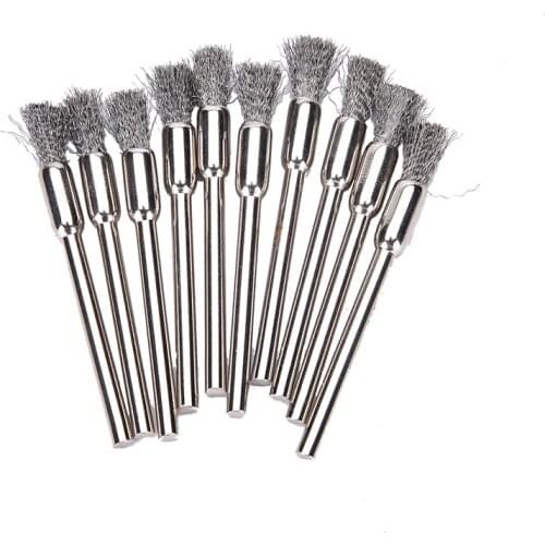 10pcs/lot 5mm Suitable Brass Wire Wheel Brush Shank For Rotary Drill Tool Clean Polish Shank Fits Rotary Tool Accessory