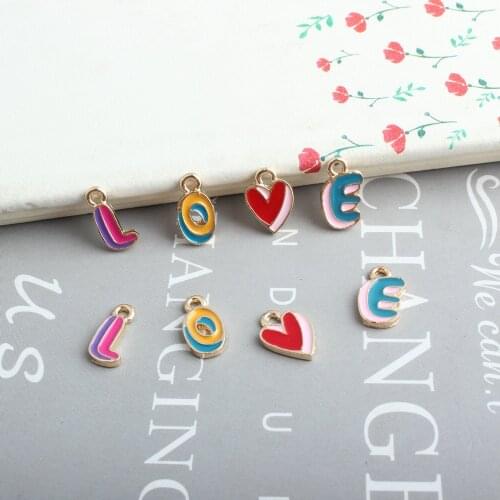 10Pcs/Lot Enamel Love Charm For Jewelry Making Fashion Earring Pendant Bracelet And Necklace Charms