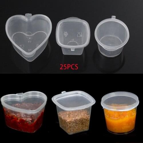 100pcs 25ml/50ml Plastic Takeaway Sauce Cup Containers Food Box With Hinged Lids Pigment Paint Box Palette Disposable Box