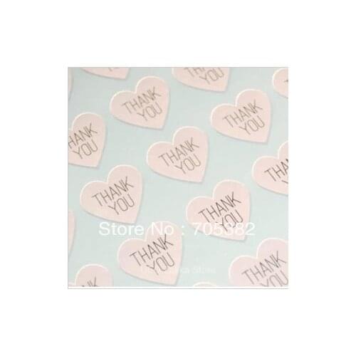 100pcs/lot THANK YOU heart design Sticker Labels Seals.3.8cm, Gift stickers for Wedding seals (SS-7132)