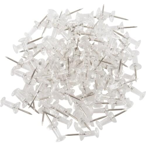 100 Pcs Push Pin Thumb Tack Clear Color 3/8inch Drawing Cork Board Office Pushpin