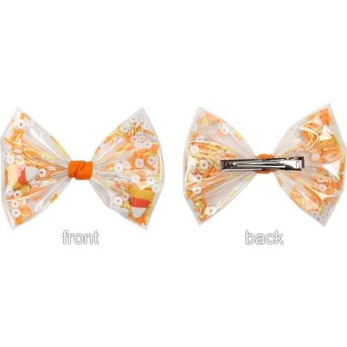 20 pcs/lot 4.5 inch Halloween Candy Corn Hair Bows For Girls Festival Hair Clips Kids Barrettes Headband Party Hair Accessories