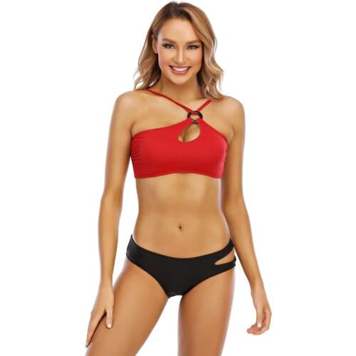 2021 Swimsuit Female Belly Covering Bikini Strap Split Triangle Swimsuit Female Low Waist Bikini