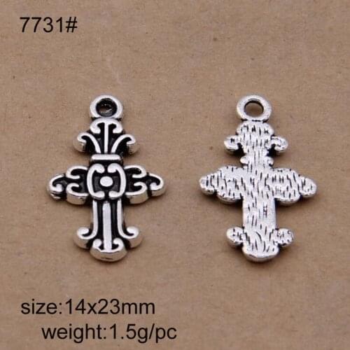 50PCS 14*23mm Retro Color Plated Zinc Alloy Crosses Charms Diy Handmade Jewelry Findings Accessories Wholesale
