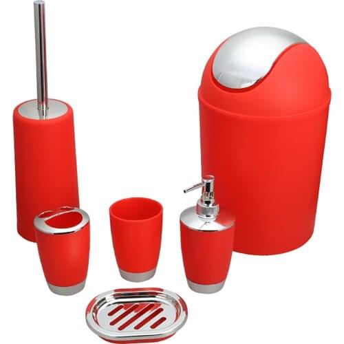 New 6Pcs Lotion Bottle Toothbrush Mouthwash Cup Waste Bin Bathroom Accessory Set