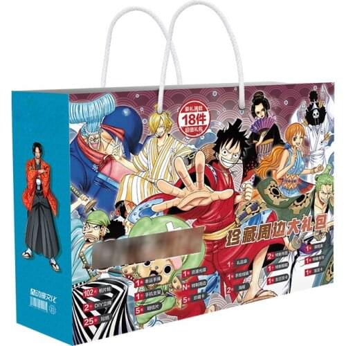 Anime Piece lucky bag gift bag OP Luffy Zoro collection bag toy include postcard poster badge stickers bookmark sleeves gift