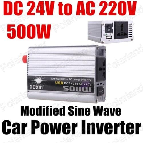 Car modified sine wave voltage transformer 500W Truck Boat USB DC 24V to AC 220V Power Inverter Converter Charger