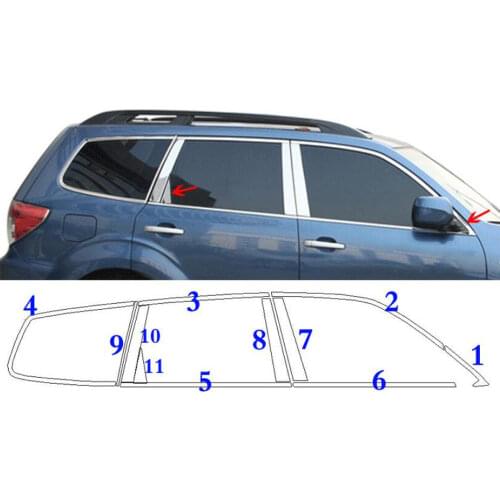Car Styling Stainless Steel Glass Window Garnish Pillar Middle Column Trim Hoods For Subaru Forester 2008 2009 2010 2011 2012