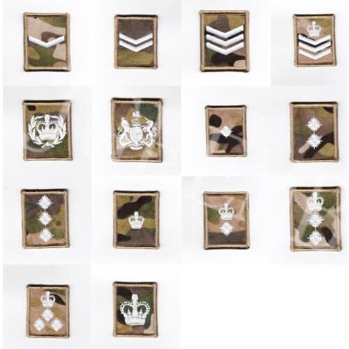 White design British Army Multicam MTP Rank Embroidery patch