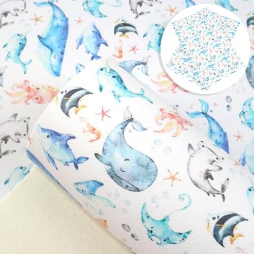 David accessories 20*33cm Dinosaurs Printed Smooth Faux Synthetic Leather Fabric DIY Hairbow Bag Leather Fabric Sheets,1Yc10172