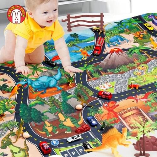 Kids Dinosaure Figure Velociraptor Play Mat Animals Model Set Baby Playmats Floor Cloth Tapis Game Educational Toys For Children