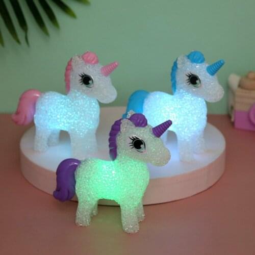Crystal Unicorn Night Light Creative LED Night Lamp Mood Light Cartoon Eyeshield Unicorn Party Lamp Bedside Light and Toy Gifts