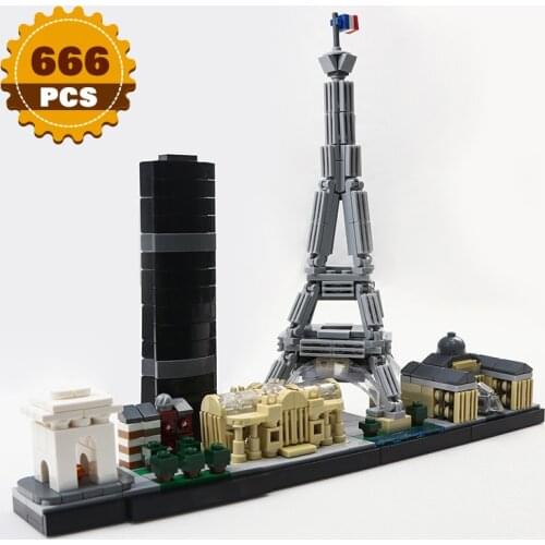 Moc City Architecture Paris Building Building Block Skyline Building Eiffel Tower City Street View House Model Children Toy Gift