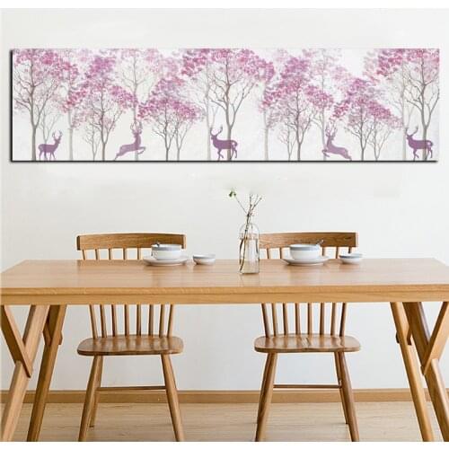 HD Print Picture Scandinavian Canvas Poster Abstract Deer Forest Bird Nordic Natural Art Wall Picture For Living Room Home Decor